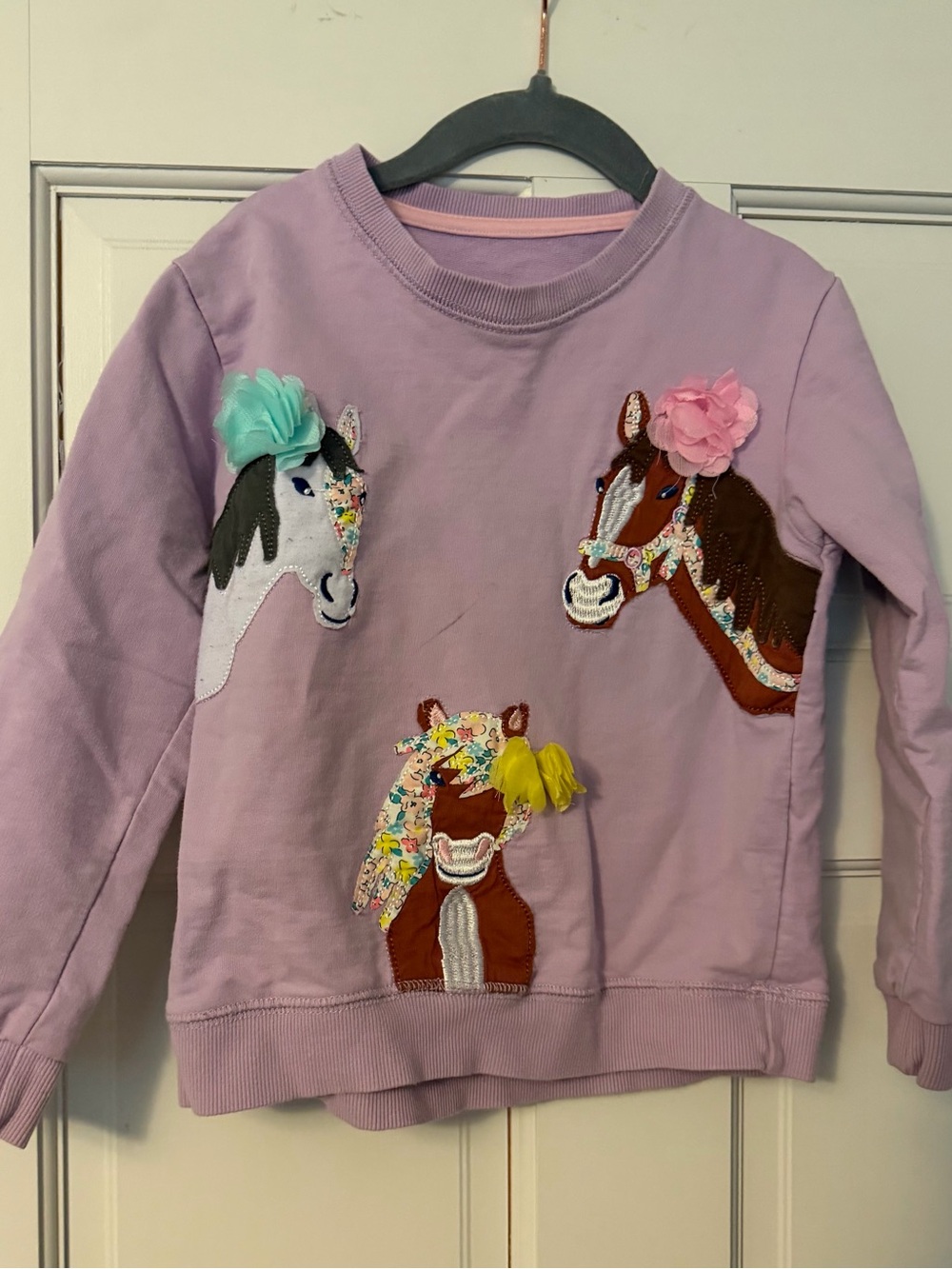 Girls' Lavender Horse Applique Sweatshirt